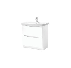 FUR454CA FUR150ME - 800mm Floor Standing 2 Drawer Unit  And  Ceramic Basin - White