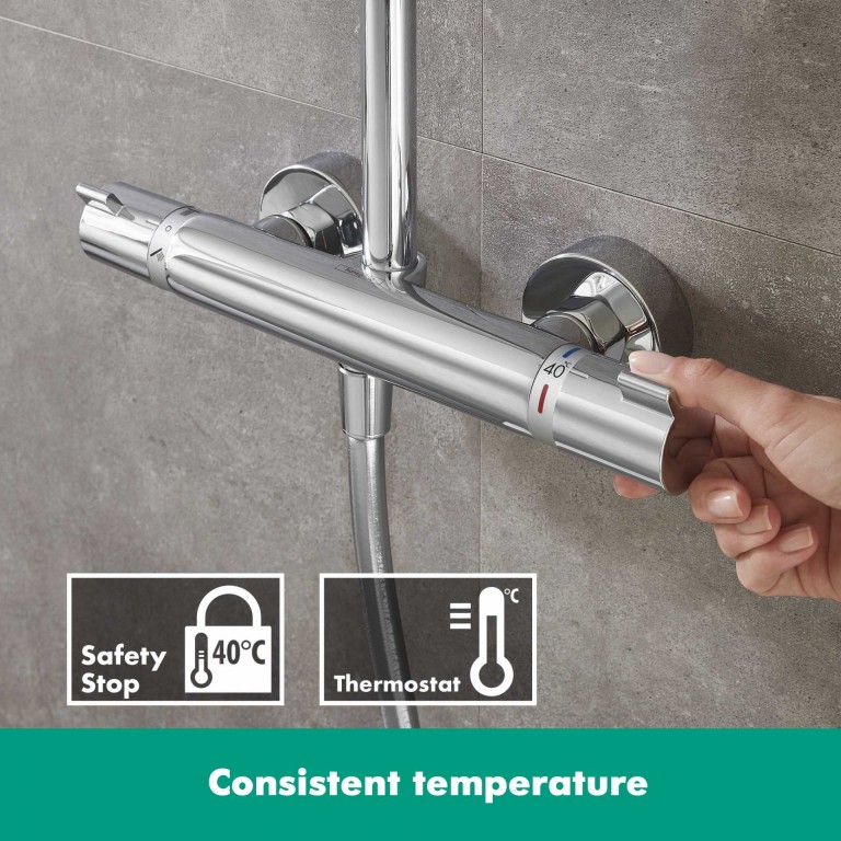 waarom acre bruiloft Hansgrohe Croma Showerpipe 160 1jet with thermostat