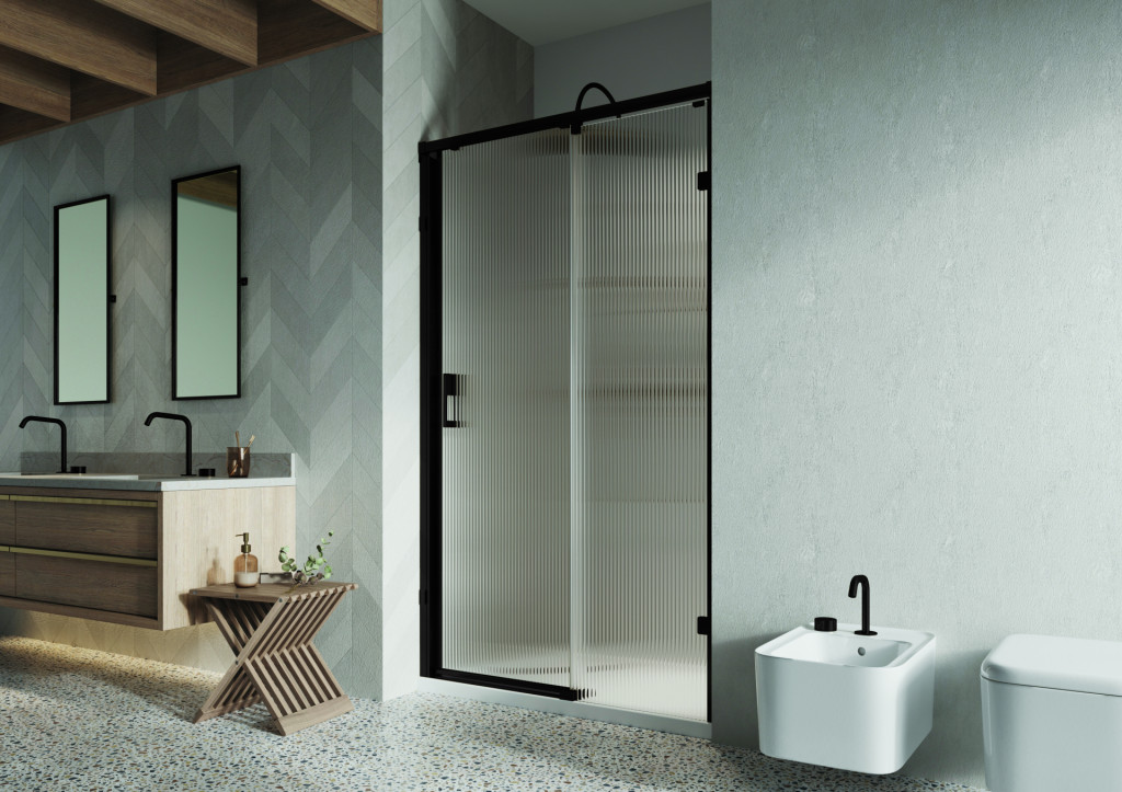 Alcove Fluted Sliding Door Black