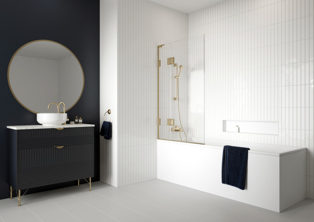 Colours Bath Screen Brushed Brass