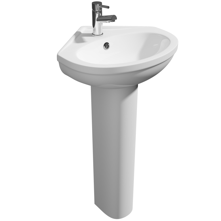 POT735LS POT721LS - Lifestyle 480mm 1th Corner Basin And Pedestal