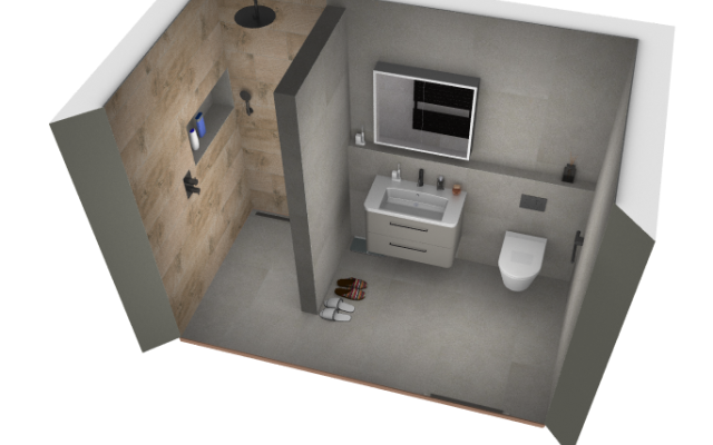 Discover the ideal family bathroom design with this stunning 3D rendering!