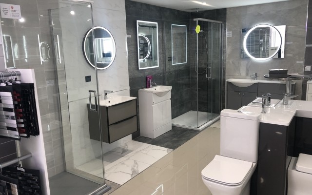 01 - LED Mirrors, Vanity Units & a Toilet in Croxley Plumbing Supplies Bathroom Showroom at Croxley Green, Rickmansworth