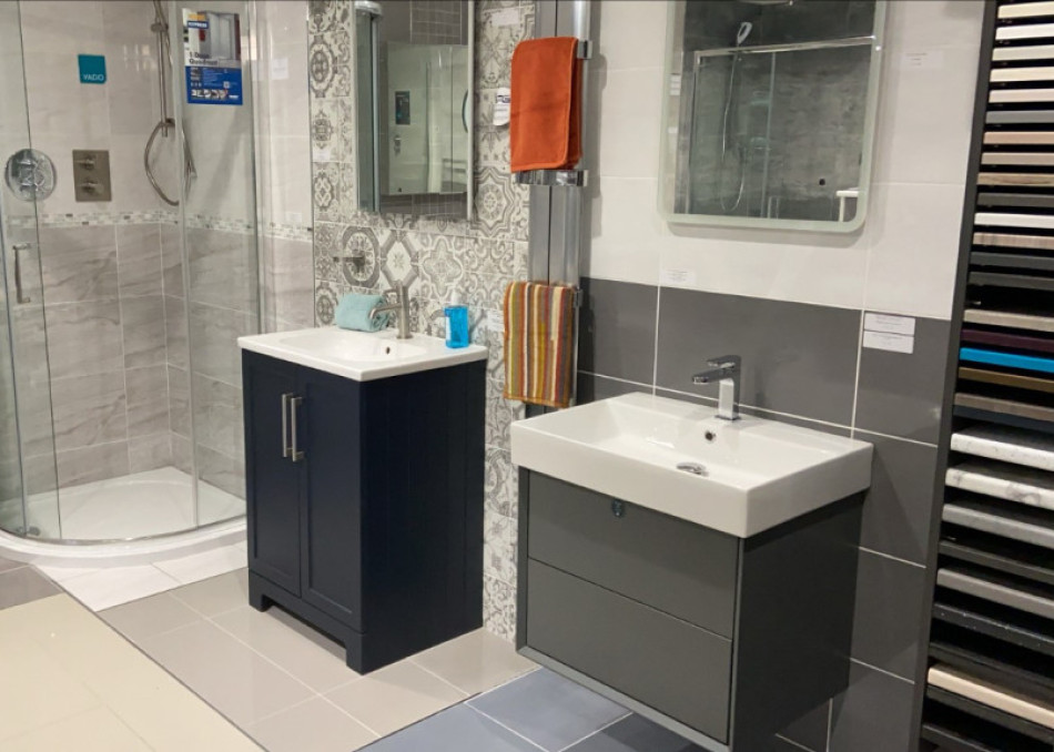 Explore our stunning Croxley bathroom tile showroom with a variety of stylish bathroom fixtures.