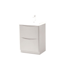 FUR472CA FUR149ME - 600mm Floor Standing 2 Drawer Unit  And  Ceramic Basin - Rolling Mist