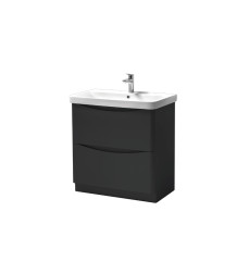 FUR465CA FUR150ME - 800mm Floor Standing 2 Drawer Unit  And  Ceramic Basin - Anthracite