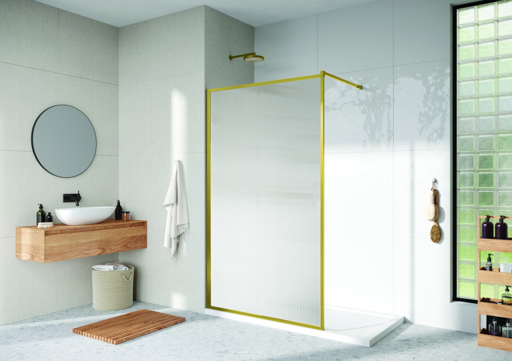 Framed WRP With Fluted Glass In Brushed Brass