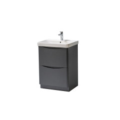 FUR462CA FUR149ME - 600mm Floor Standing 2 Drawer Unit  And  Ceramic Basin - Anthracite