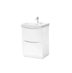 FUR452CA FUR149ME - 600mm Floor Standing 2 Drawer Unit  And  Ceramic Basin - White