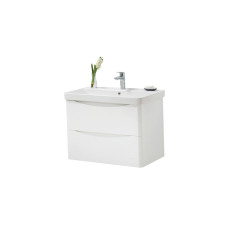 FUR456CA FUR150ME - 800mm Wall Mounted 2 Drawer Unit  And  Ceramic Basin - White