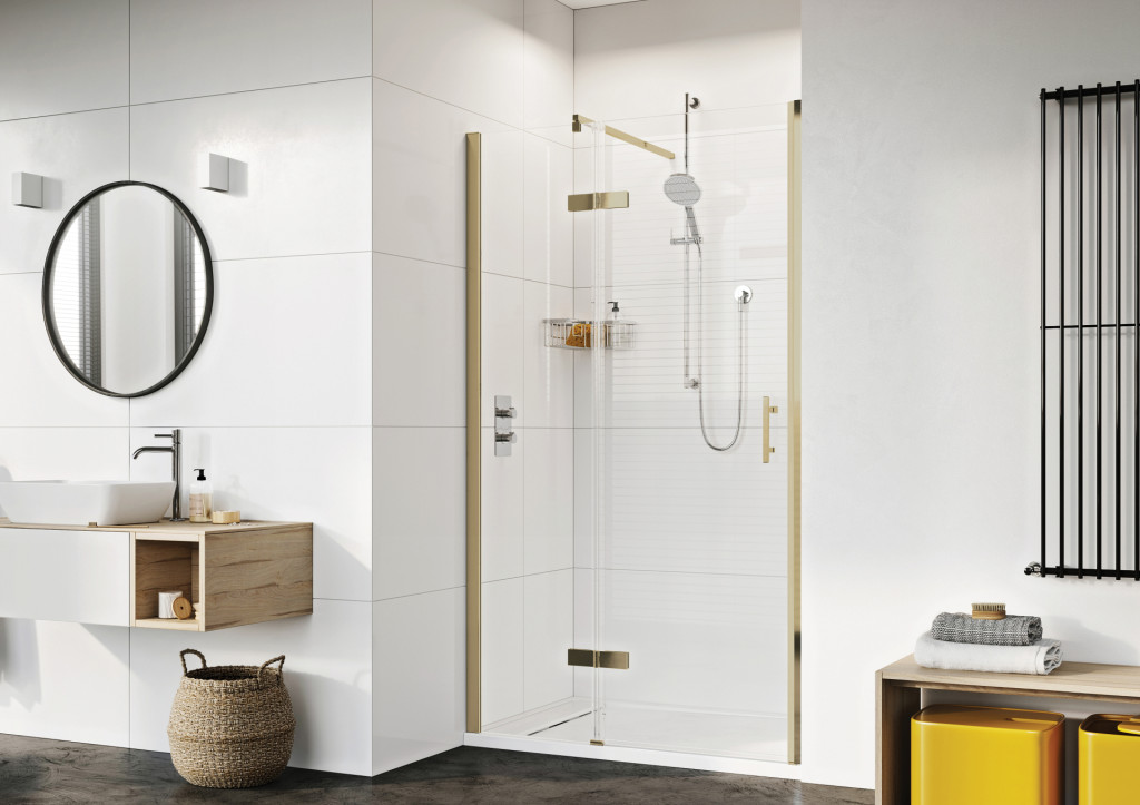 Alcove Hinged Door With Inline In Brushed Brass